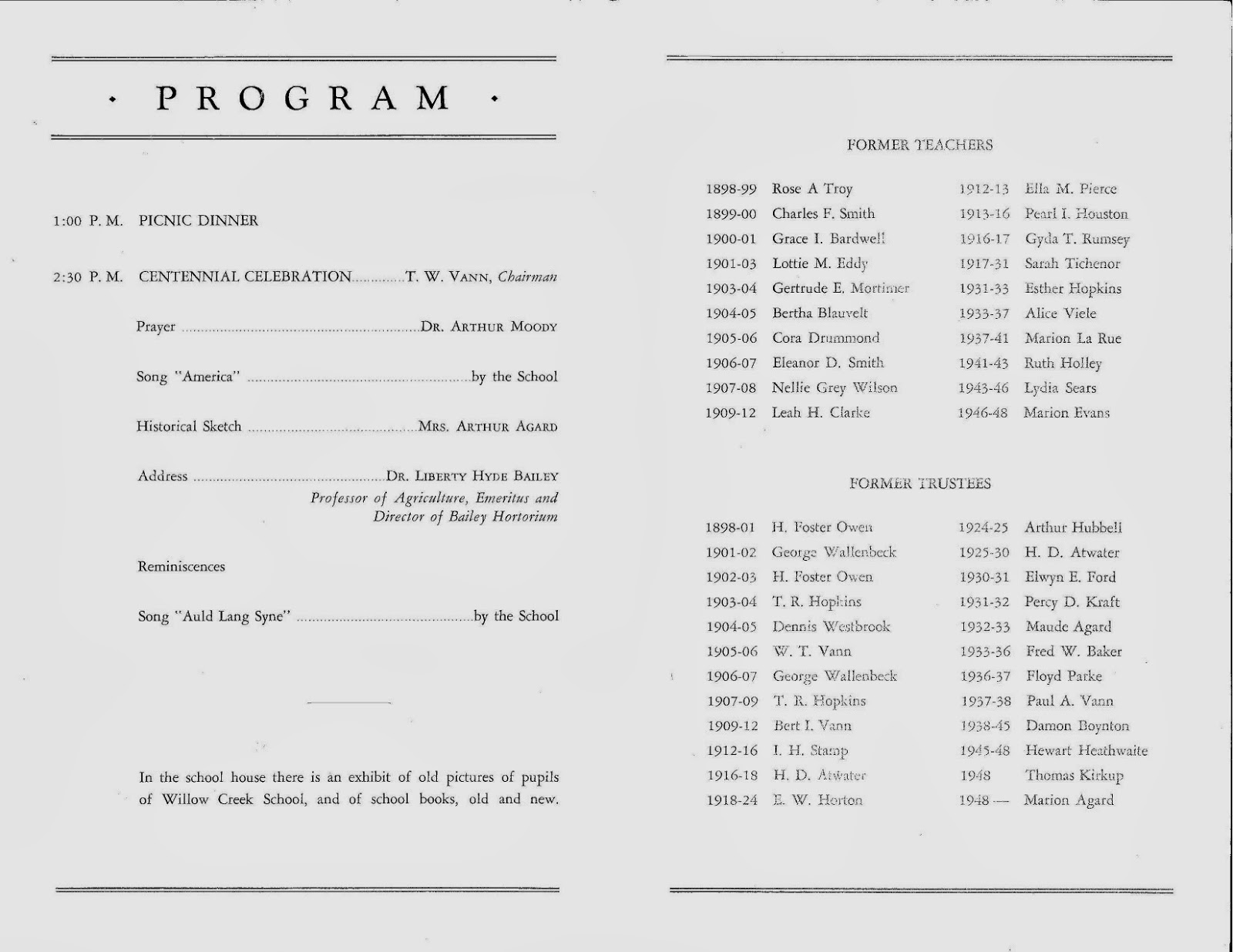 growing up in willow creek willow creek school centennial celebration program template