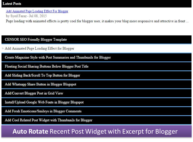 recent post widget for blogger