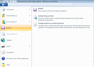 Windows writer dosya seçenekler