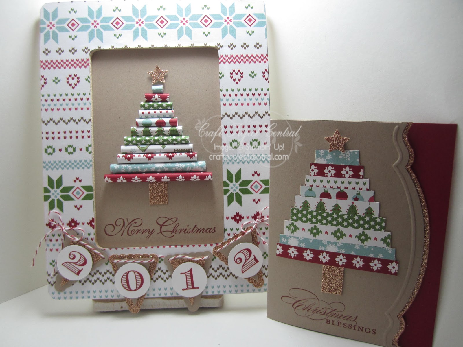 Goin' Over The Edge Designer paper Christmas frame with coordinating card