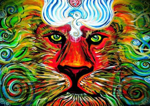 Gorgeous Colorful Revel Lion Painting by Nathan Jalani Taylor
