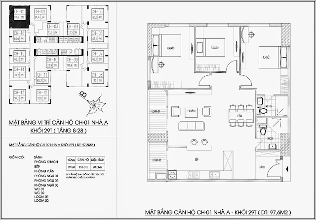 Mặt bằng căn hộ tòa A - 29 tầng, chung cư Imperia Garden Mặt bằng căn hộ tòa A - 29 tầng, chung cư Imperia Garden