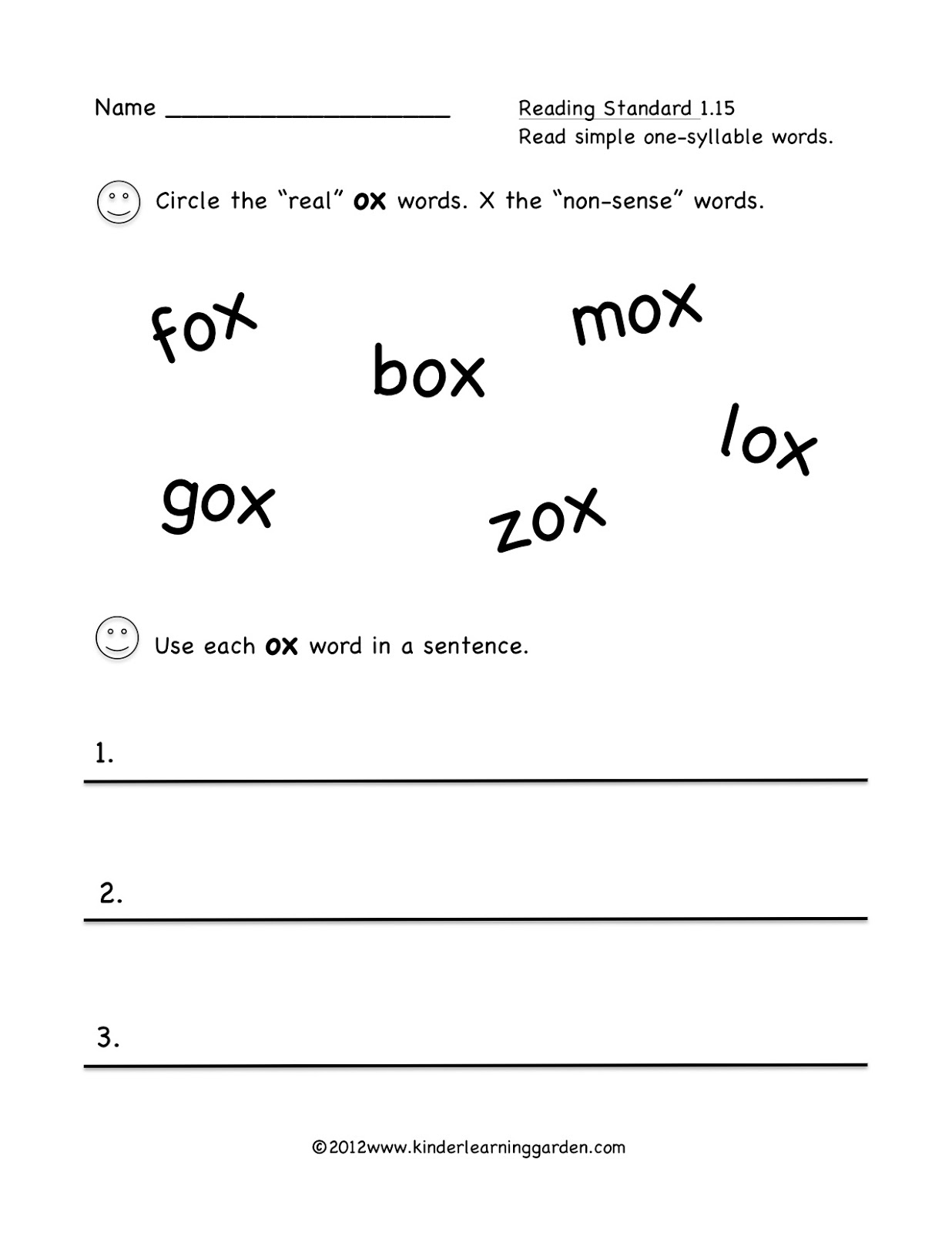 Kinder Learning Garden: ox & ix Word Family Freebies