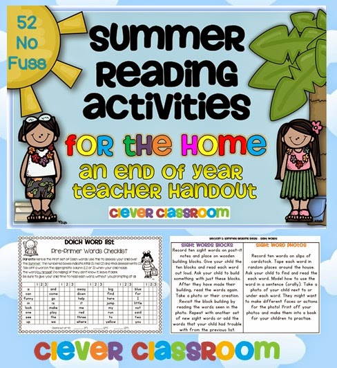 Summer Reading Activities for the Home - Sight Words + Reading Texts 34 pages Summer Reading Activities for the Home - Sight Words + Reading Texts 34 pages