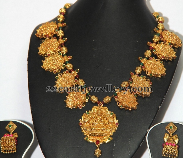 Gold Plated Astalakshmi Necklace Jewellery Designs