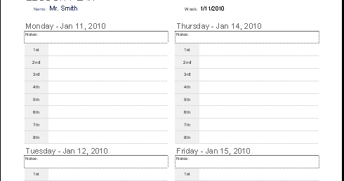 All Templates: Weekly Lesson Plan Template