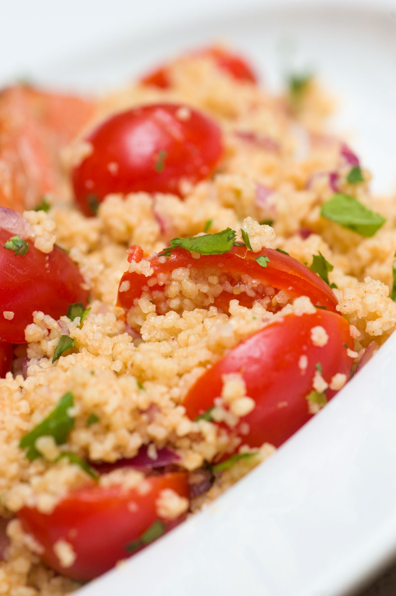 Sugar & Spice by Celeste Lemony Salmon with Cherry Tomato Couscous