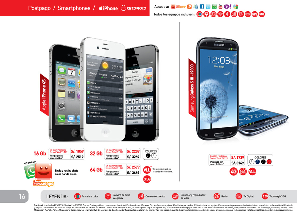 CLARO QUE TIENES MAS: Catálogo de equipos Claro Noviembre 2012