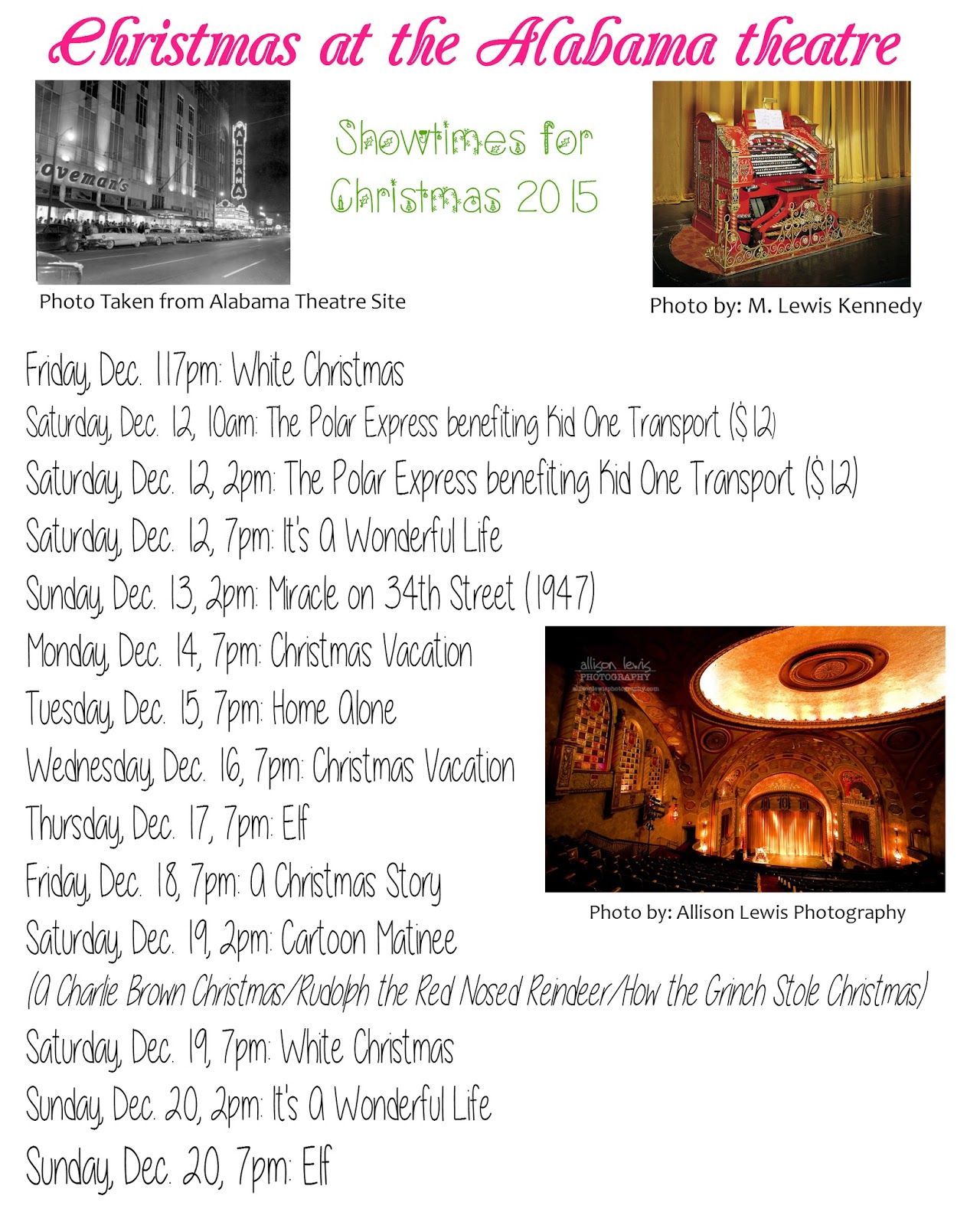 Christmas Showtimes Alabama Theatre