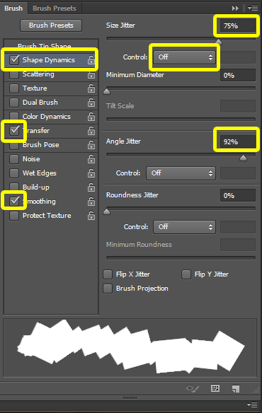 Brush Palette setting in photoshop