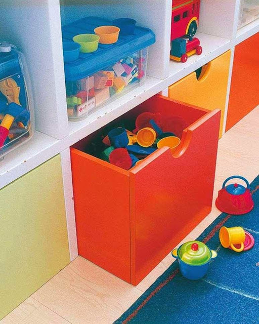 Colorful Kids Room Shelves