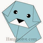 Bước 11: Vẽ mắt, mũi để hoàn thành cách xếp con chó con bằng giấy theo phong cách origami nghệ thuật. Bước 11: Vẽ mắt, mũi để hoàn thành cách xếp con chó con bằng giấy theo phong cách origami nghệ thuật.