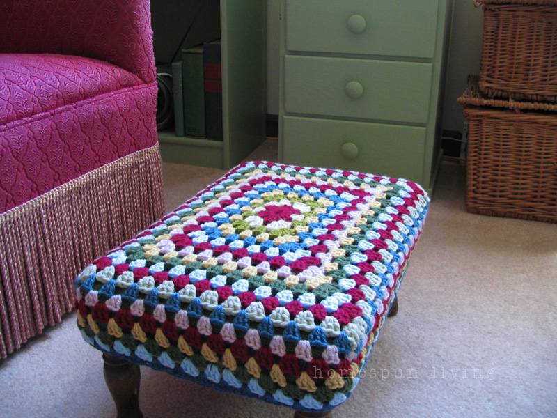 homespun living a footstool makeover