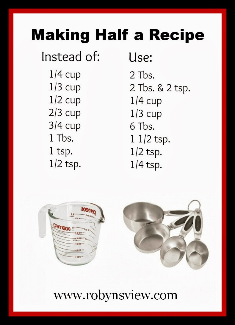 Half A Recipe Chart