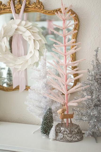 Pink and White Christmas Dining Room