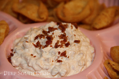 Referred to by some tailgaters as "crack dip" because they find it irresistible, this sour cream and mayonnaise dip, made with Ranch dressing mix, shredded cheddar and bacon, is a sure winner.