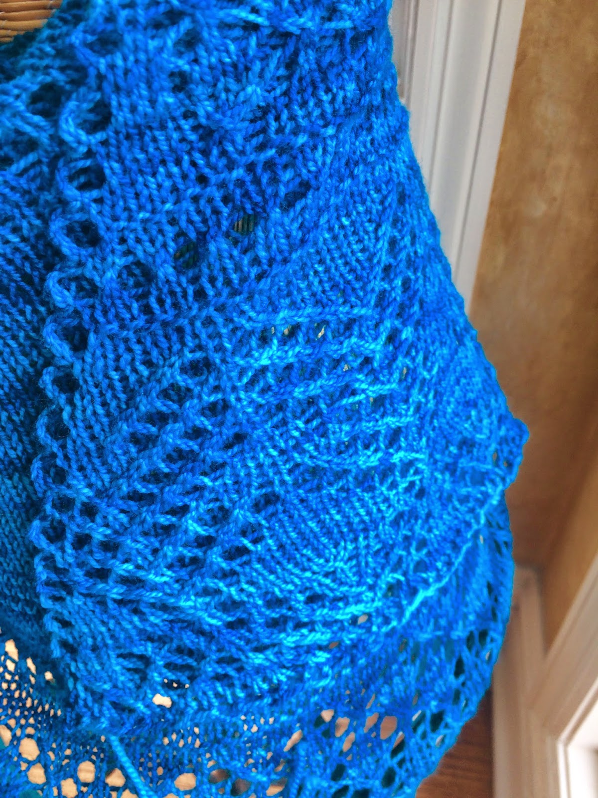 DestiKNITions Uliuli Wai Shawl from Needlecraft Cottage Done!