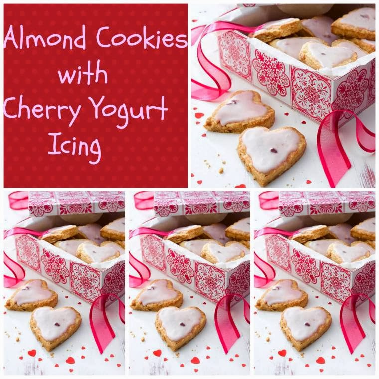 Almond Cookies with Cherry Yogurt Icing... Claire Justine