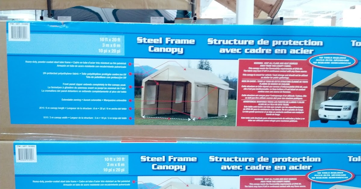 steel frame canopy with side walls tan cover costco weekender shelterlogic rv carport