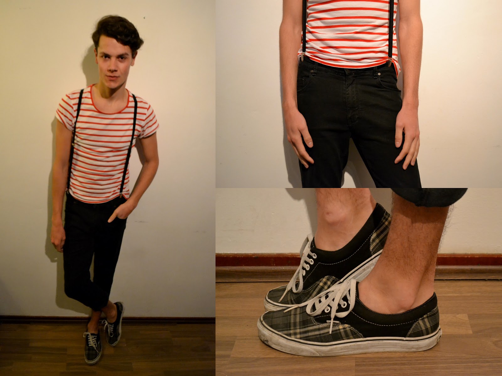 orange checkered vans outfit