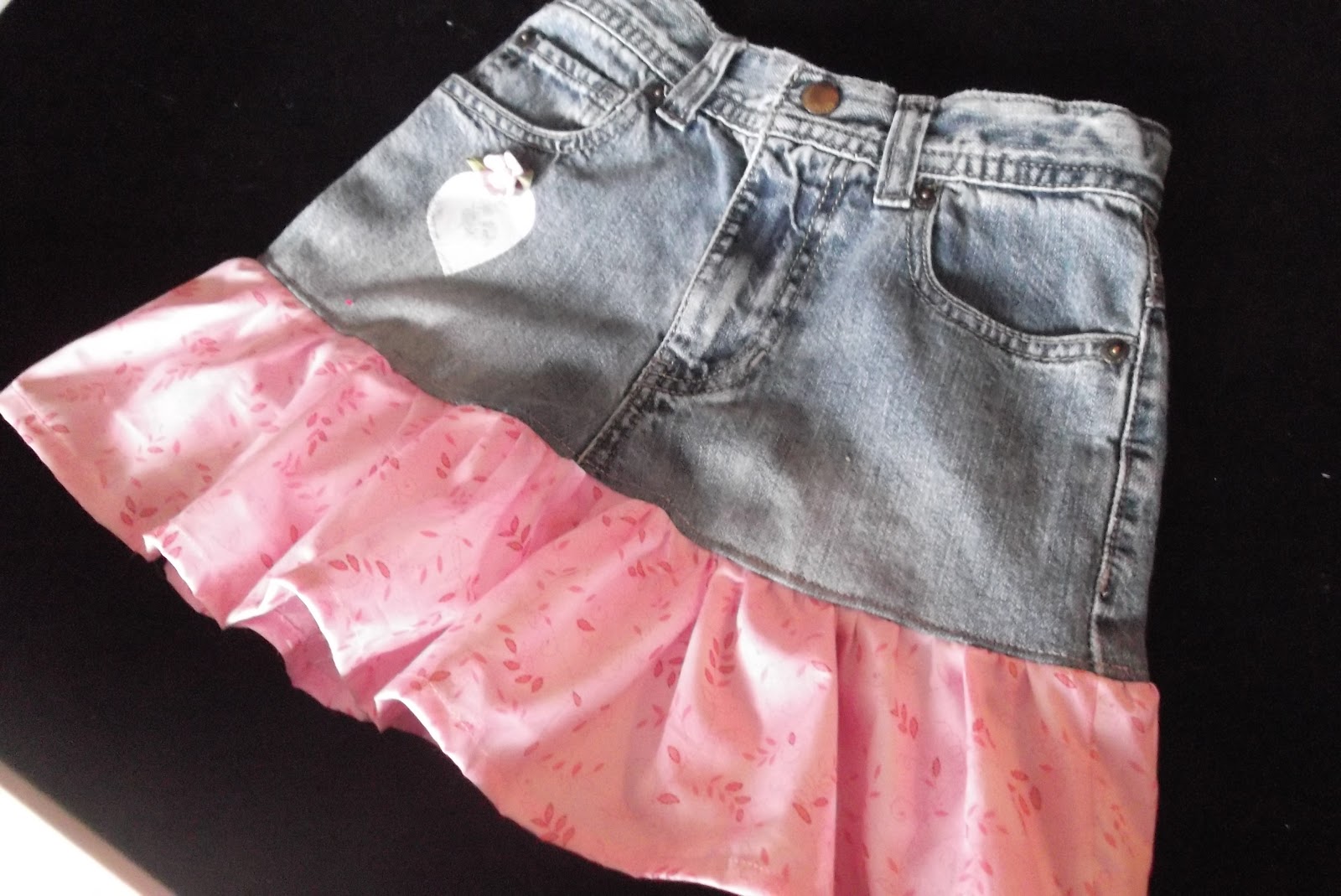 Be Still and Create Little Girl's Salvaged Blue Jean Skirt