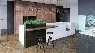  Tidak banyak orang yang berani mengaplikasikan warna hitam pada kitchen set terkecuali di Kitchen Set Hitam Putih Yang Elegan