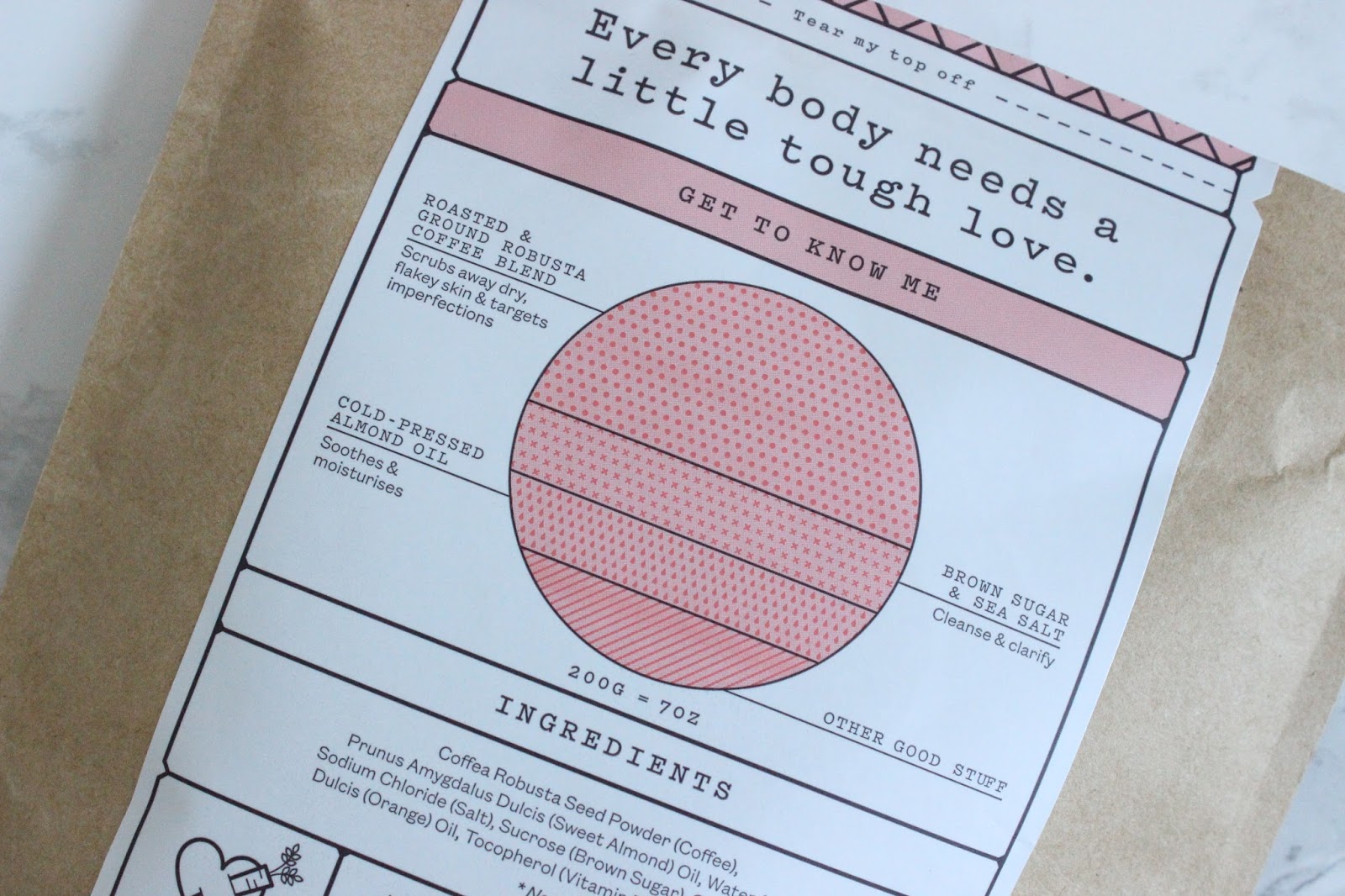 Frank Body Scrub a little pop of coral.