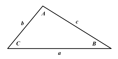 Triangle diagram with sides and angles labelled