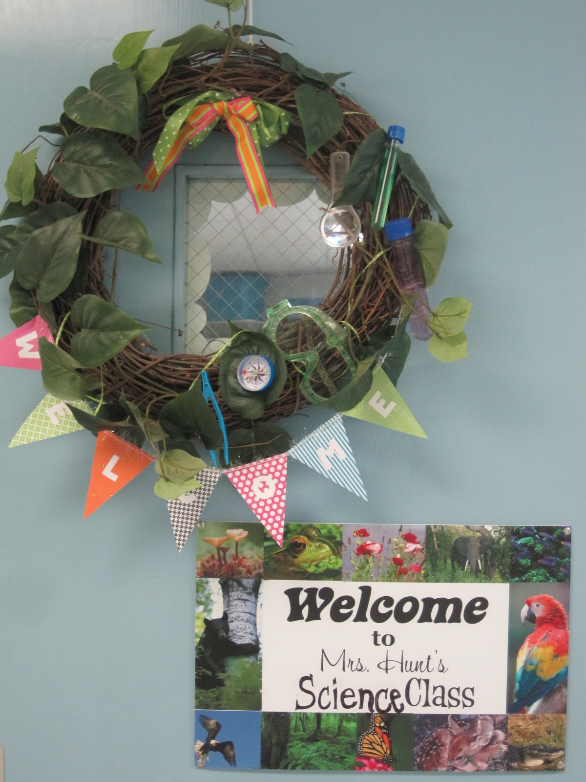Thrifty in Kinder! My Classroom Door Wreath & a Science Tools Lesson!