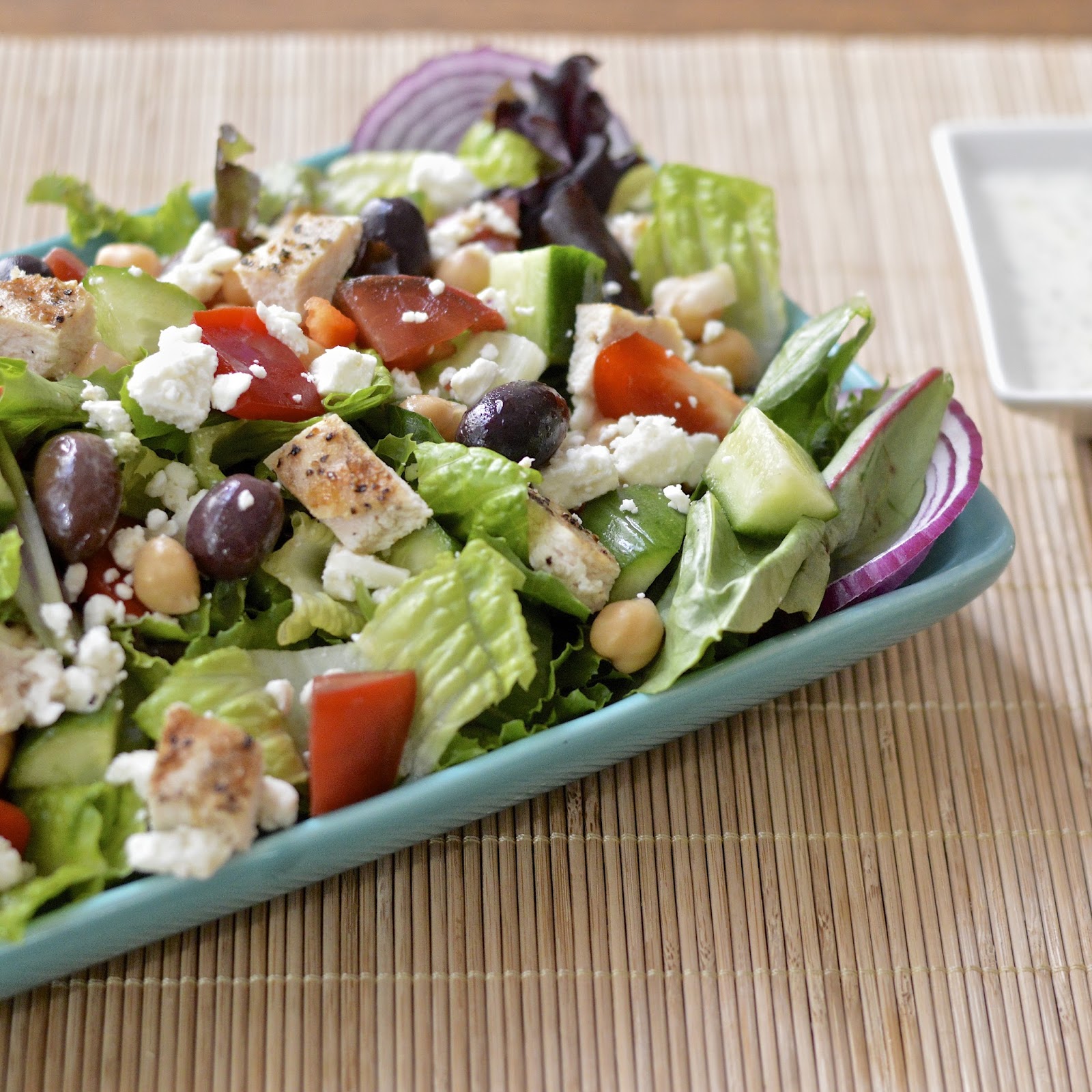 Loaded Greek Salad with Tzatziki Dressing Virtually Homemade Loaded