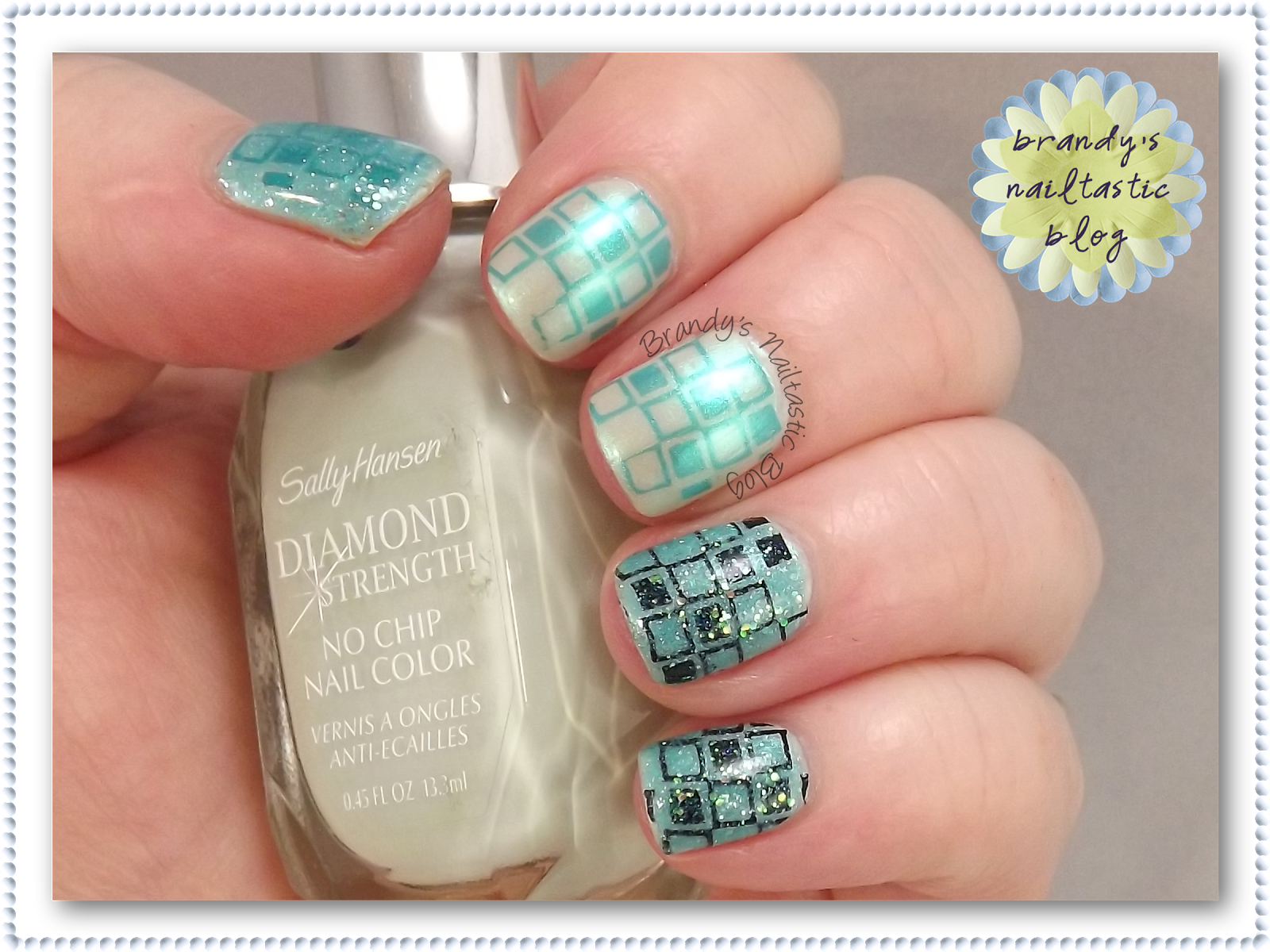 2. Teal and White Marble Nail Design - wide 5
