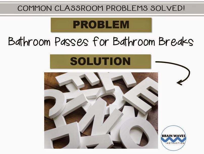 Brain Waves Instruction Bathroom Passes, wooden letter pass