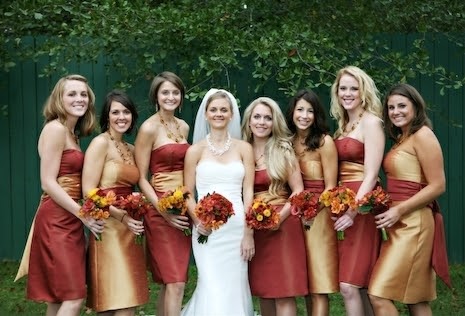 dresses bridesmaid fall bridesmaids personalized colors gold theme orange weddings garnet attire different groom abril bearer ru