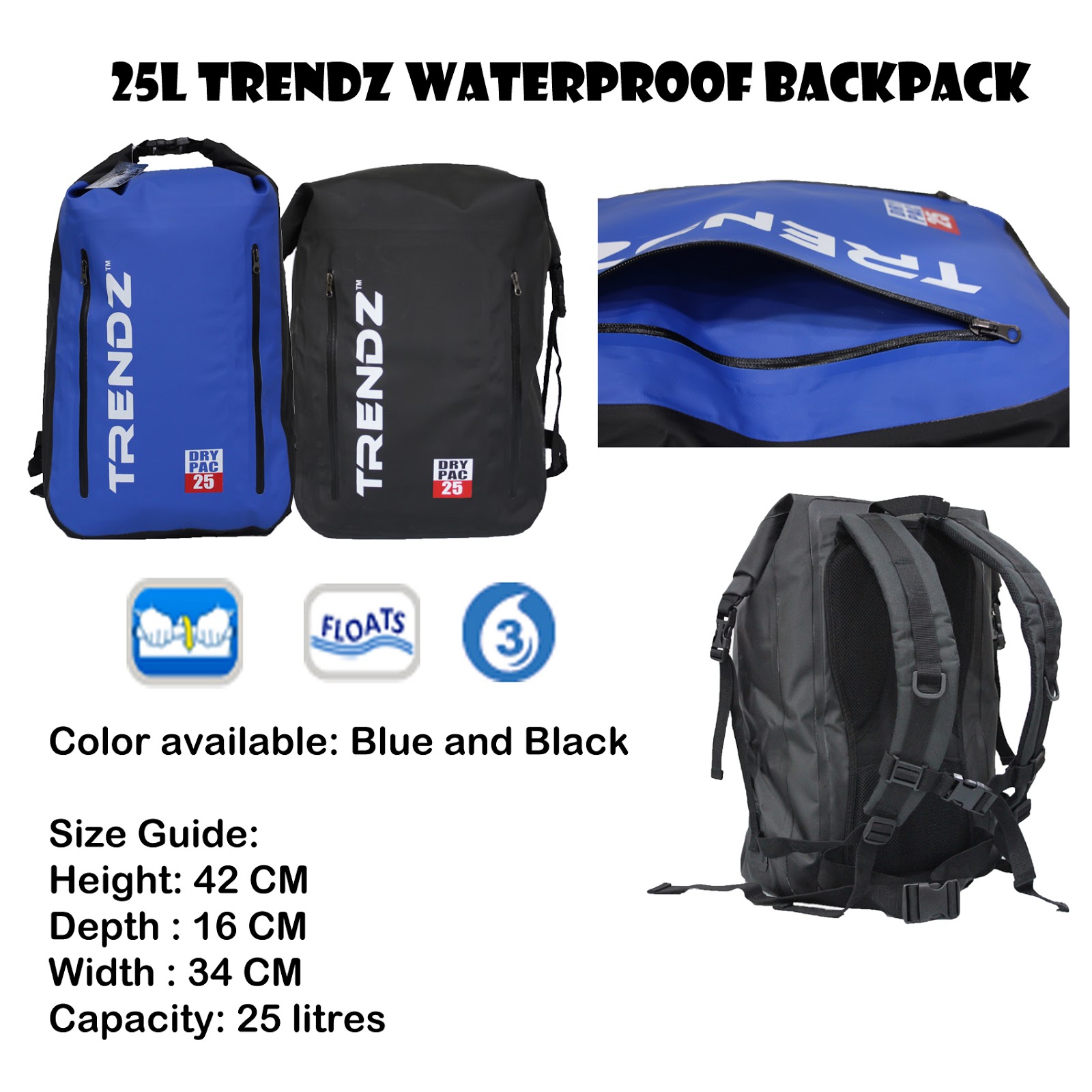Trendz Waterproof Bags Backpacks Dry Bags Dry Pouches Dry Cases