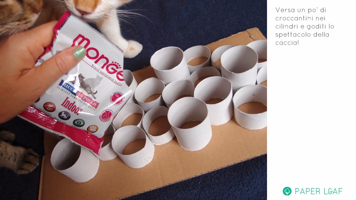Paper Leaf DIY for cat feeding game station