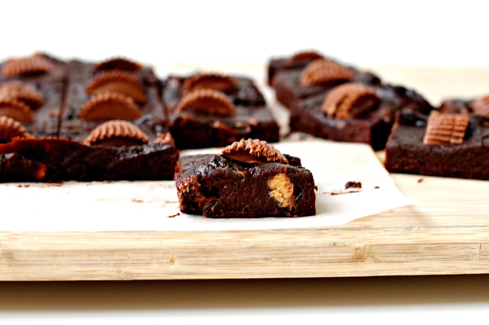 Milk and Honey Fudgy Pumpkin Peanut Butter Cup Brownies