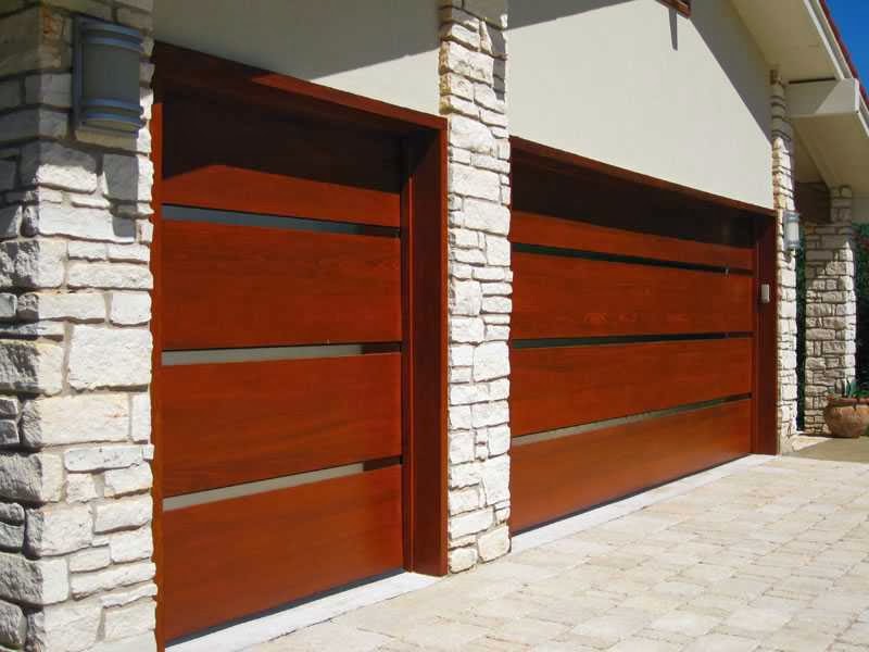 photo of contemporary wooden garage doors