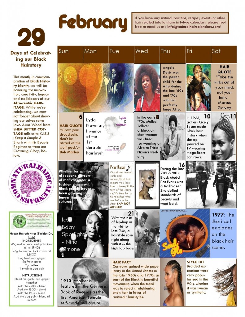 Natural Hair Calendars THE KINKY APOTHECARY
