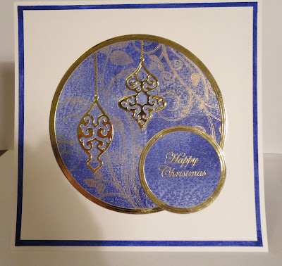 Blue and gold Christmas card by Lucinda Creates