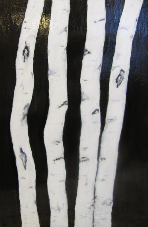 Sold - Naked Aspen - Original Acrylic Painting on Birch Wood by Vicki Conlon - SOLD