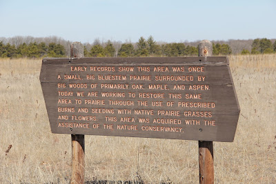 prairie restoration sign at Wild River State Park photo of prairie restoration sign at Wild River State Park