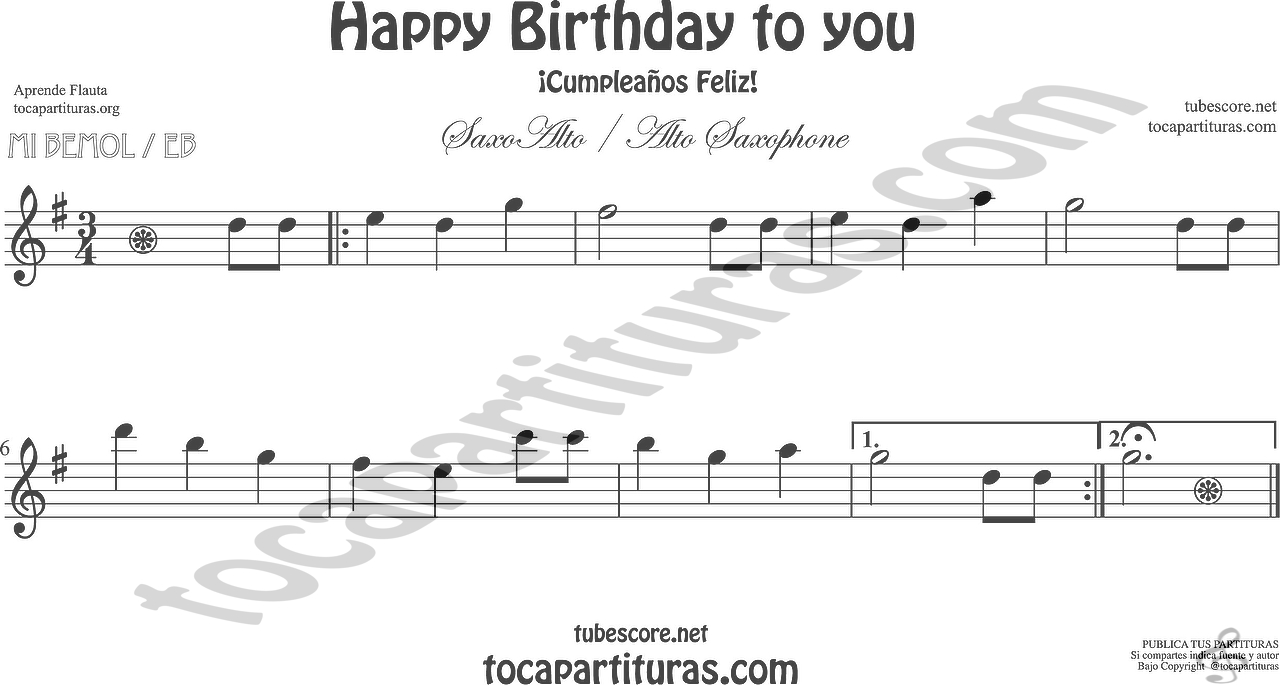 diegosax Happy birthday to you (Cumpleaños Feliz) Partitura de Violín