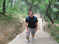 Climbing up to the Great Wall of China