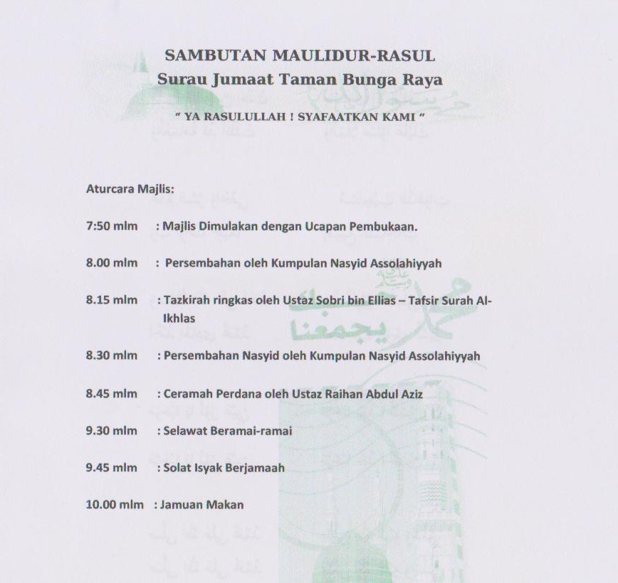 Aturcara Majlis Sambutan Maulidur Rasul Masjid India Muslim Ipoh Facebook