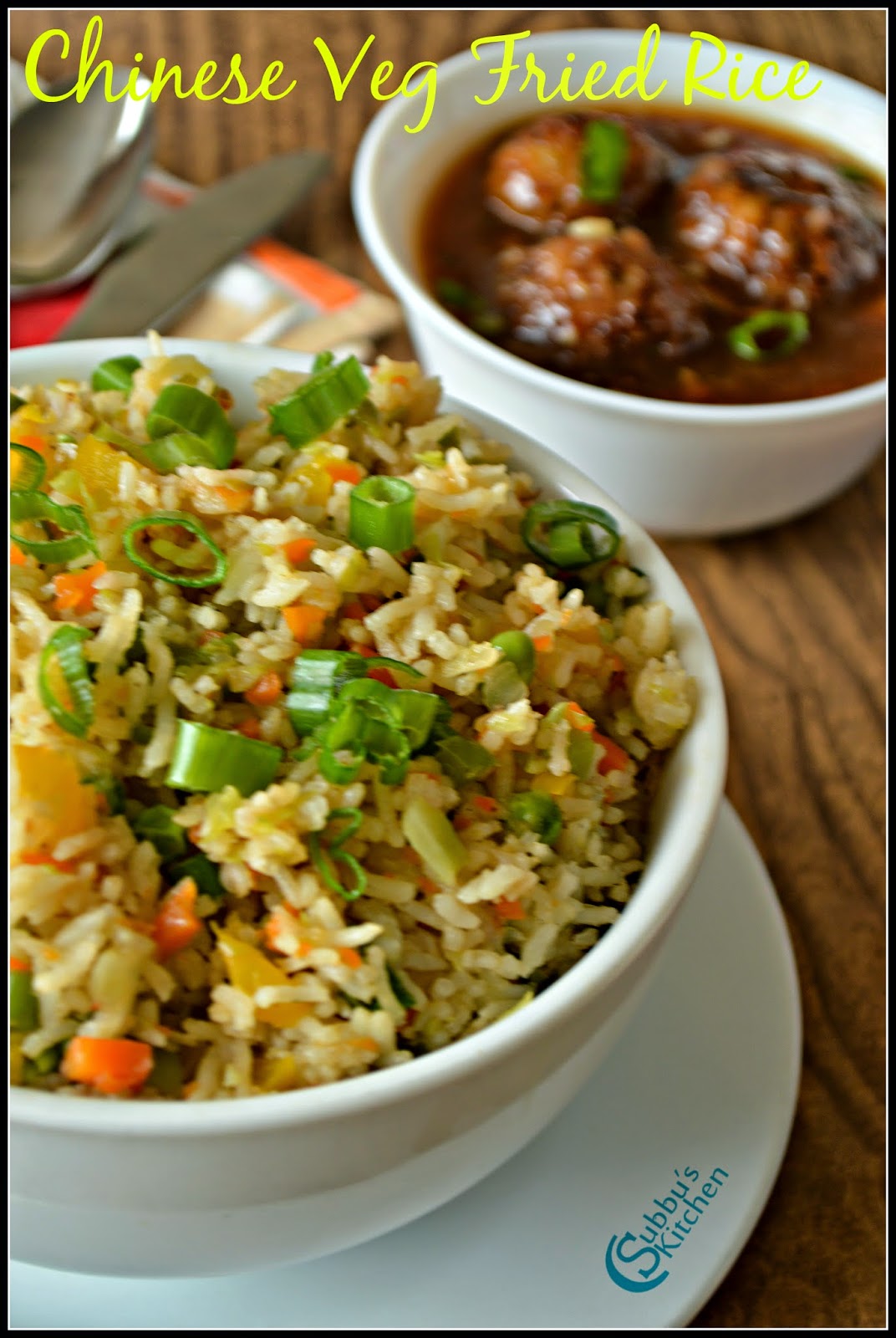 Chinese Vegetable Fried Rice Recipe - Subbus Kitchen