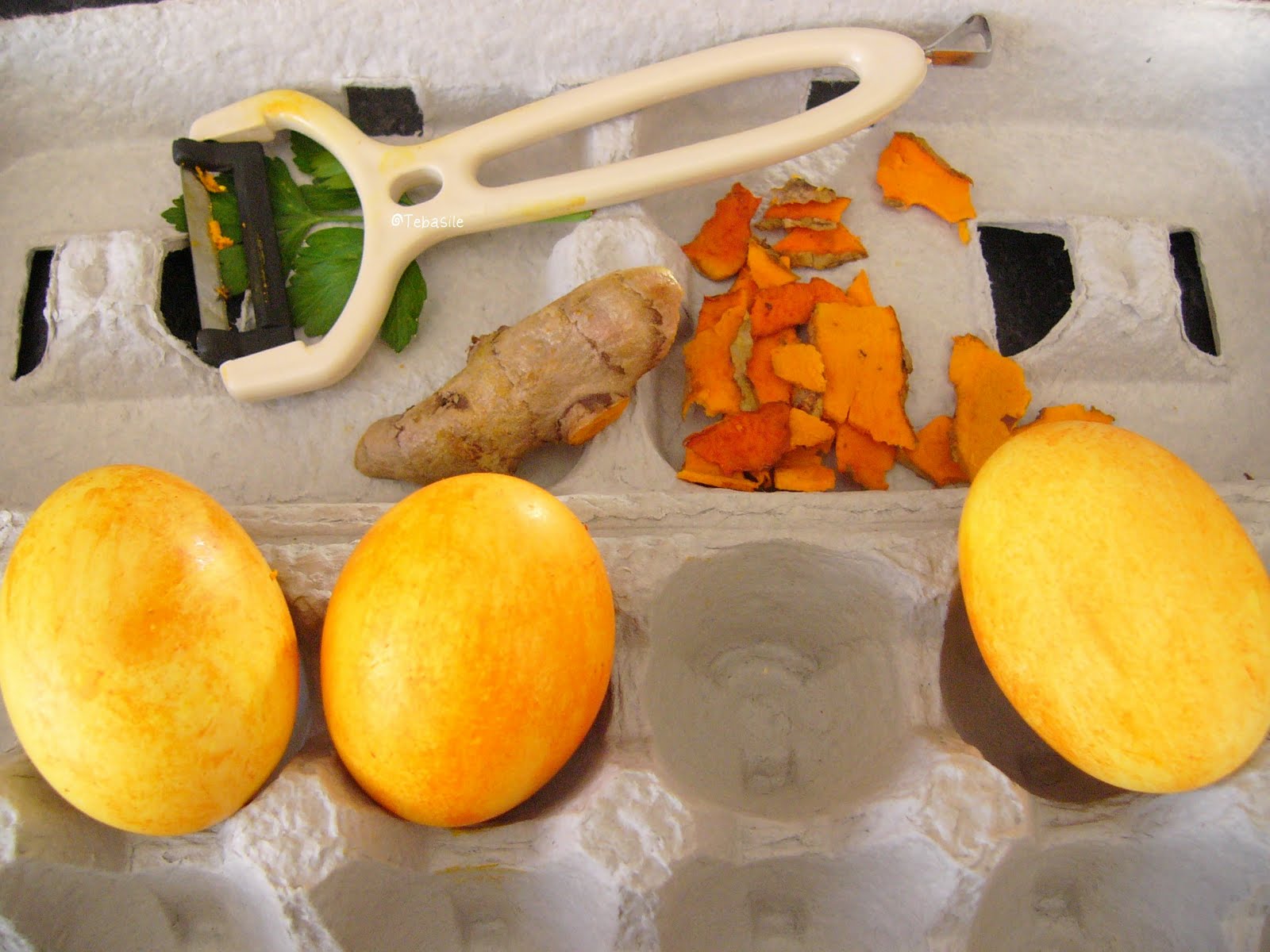 Tebasiles Kitchen Turmeric Coloured Easter Eggs