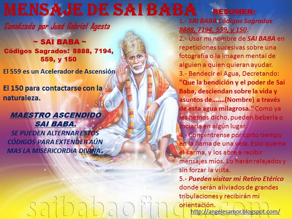 Ángeles Amor MENSAJE DE SATHYA SAI BABA, Canalizado por José Gabriel