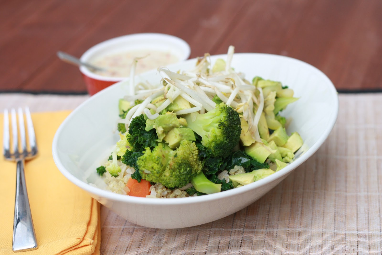 Quinoa and Brown Rice Bowl with Vegetables and Tahini