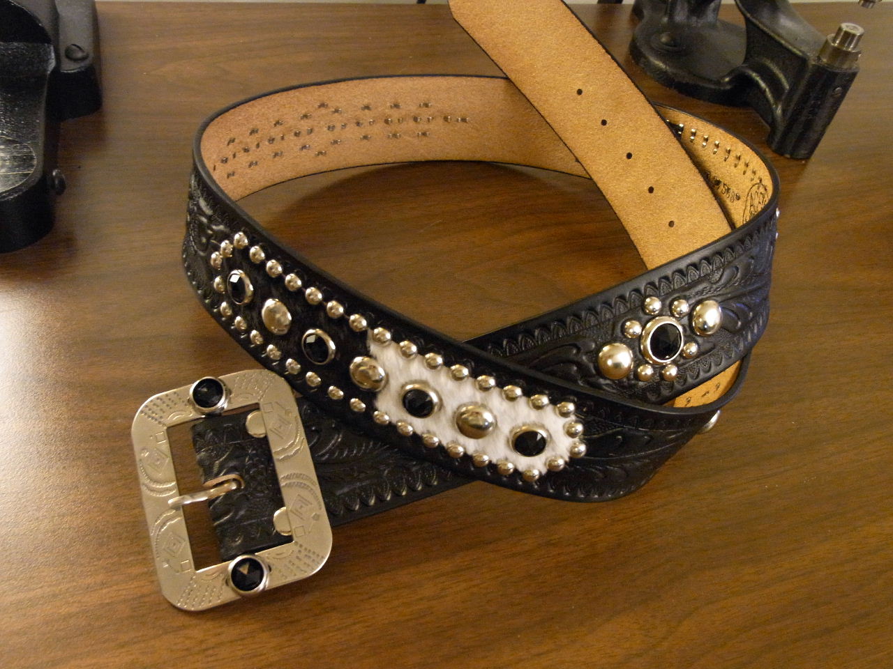 ACE WESTERN BELTS VINTAGE STYLE STUDDED AND JEWELED BELT