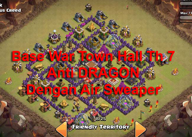 COC BASE War TH 7 Anti Dragon Naga Terkuat Menggunakan Air Sweaper